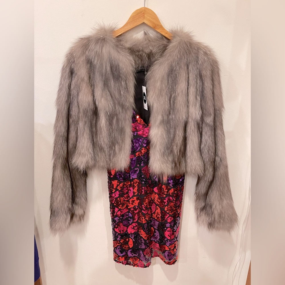 Real fox fur crop jacket